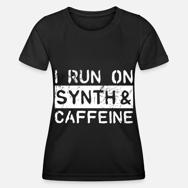 I run on synth & caffeine - Women's Functional T-Shirt - black
