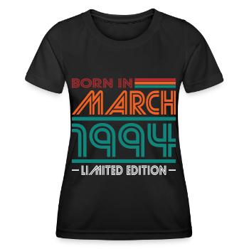 30. Geburtstag Jahrgang März 1994 Born in 1994 - Frauen Funktions-T-Shirt - Schwarz - Vorne - AI Model Female 172 light (172cm)