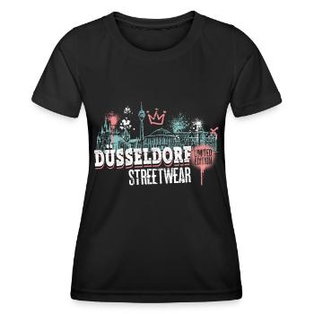 Dusseldorf Skyline City Germany Graffiti - Women's Functional T-Shirt - black - Front - AI Model Female 172 light (172cm)