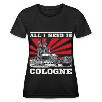 All I Need is Cologne Design – Kölner, Kölnerin - Frauen Funktions-T-Shirt - Schwarz - Vorne - AI Model Female 172 light (172cm)