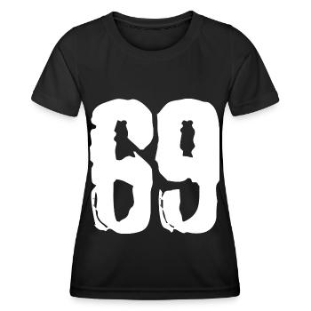 69 Zahl Trikot - Frauen Funktions-T-Shirt - Schwarz - Vorne - AI Model Female 172 light (172cm)