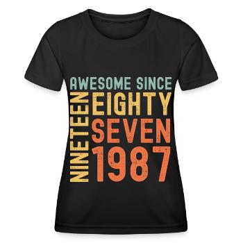 Awesome since 1987 Geburtstag Geschenk Jahreszahl - Frauen Funktions-T-Shirt - Schwarz - Vorne - AI Model Female 172 light (172cm)