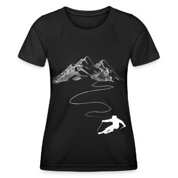 Mountain - Winding Line - Skiing - (4) - Women's Functional T-Shirt - black - Front - AI Model Female 172 light (172cm)