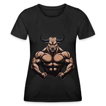 Bulle Stier Muskeln Beast Gym - Frauen Funktions-T-Shirt - Schwarz - Vorne - AI Model Female 172 light (172cm)