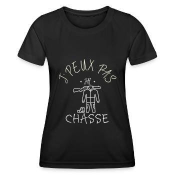 J'peux pas j'ai chasse - T-shirt sport Femme - noir - Devant - AI Model Female 172 light (172cm)