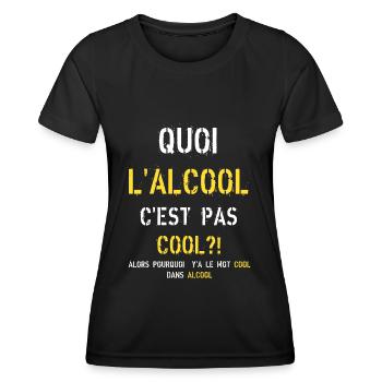 L Alcool c est pas Cool - T-shirt sport Femme - noir - Devant - AI Model Female 172 light (172cm)