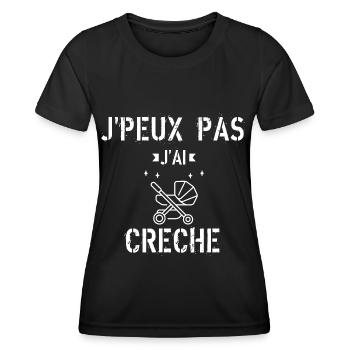 J Peux Pas J ai Crèche - T-shirt sport Femme - noir - Devant - AI Model Female 172 light (172cm)