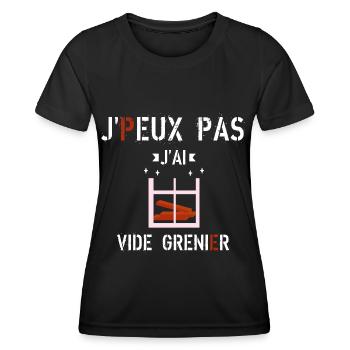 J Peux Pas J ai vide grenier - T-shirt sport Femme - noir - Devant - AI Model Female 172 light (172cm)