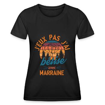J Peux Pas j ai Bêtise avec marraine - vintage - T-shirt sport Femme - noir - Devant - AI Model Female 172 light (172cm)