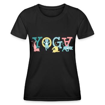Yoga Cat Friend Gift - Women's Functional T-Shirt - black - Front - AI Model Female 172 light (172cm)