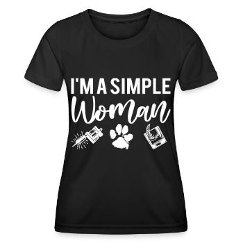 I'M A SIMPLE WOMAN Hunde Tattoos Party - Frauen Funktions-T-Shirt - Schwarz - Vorne - AI Model Female 172 light (172cm)
