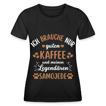Samojede Kaffee Hund Cafe - Frauen Funktions-T-Shirt - Schwarz - Vorne - AI Model Female 172 light (172cm)