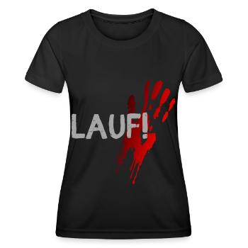 lauf renn blut halloween spruch geschenk idee - Frauen Funktions-T-Shirt - Schwarz - Vorne - AI Model Female 172 light (172cm)