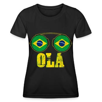 Drapeau du Brésil - T-shirt sport Femme - noir - Devant - AI Model Female 172 light (172cm)