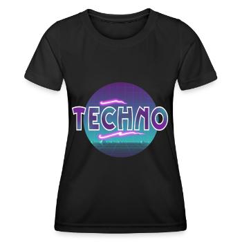 Techno - T-shirt sport Femme - noir - Devant - AI Model Female 172 light (172cm)