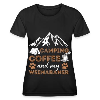 Weimaraner Kaffee Camping Hund Cafe - Frauen Funktions-T-Shirt - Schwarz - Vorne - AI Model Female 172 light (172cm)