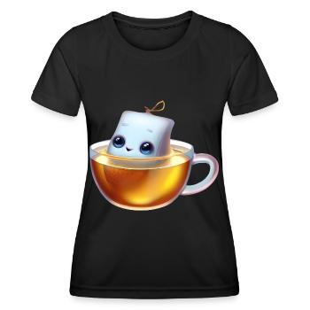 Sachet de thé gourmand - T-shirt sport Femme - noir - Devant - AI Model Female 172 light (172cm)