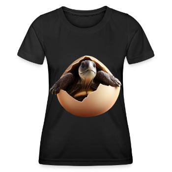 Turtle hatches from the egg - Women's Functional T-Shirt - black - Front - AI Model Female 172 light (172cm)