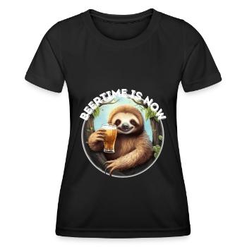Beertime est maintenant la bière en disant idée cadeau - T-shirt sport Femme - noir - Devant - AI Model Female 172 light (172cm)