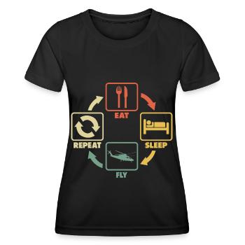Hubschrauberpilot Helikopter Sprüche Lustig Witzig - Frauen Funktions-T-Shirt - Schwarz - Vorne - AI Model Female 172 light (172cm)