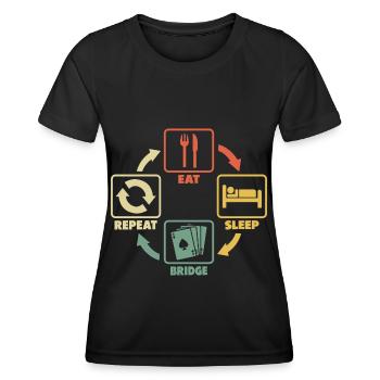 Joueur de bridge Joueur de bridge Paroles drôles Humour - T-shirt sport Femme - noir - Devant - AI Model Female 172 light (172cm)