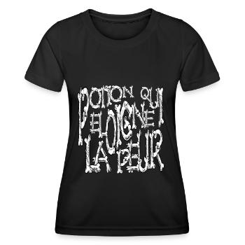 Potion qui éloigne la peur thème horreur osseux - T-shirt sport Femme - noir - Devant - AI Model Female 172 light (172cm)