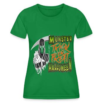 Monster Halloween Süßes oder Saures - Frauen Funktions-T-Shirt - Kelly Green - Vorne - AI Model Female 172 dark (172cm)