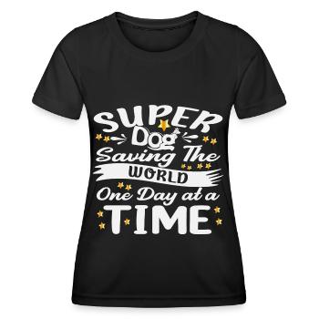 Super dog sauve le monde une fois par jour - T-shirt sport Femme - noir - Devant - AI Model Female 172 light (172cm)