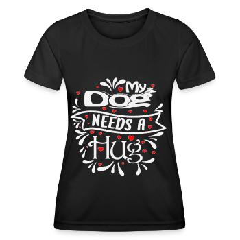 My dog needs a hug red hearts decorations - Women's Functional T-Shirt - black - Front - AI Model Female 172 light (172cm)
