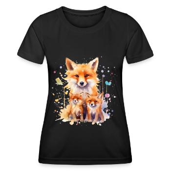 Renard aquarelle, Fox, hipster, swag - T-shirt sport Femme - noir - Devant - AI Model Female 172 light (172cm)