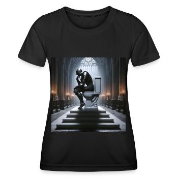 Fart Souls - Hollow Knight on Porcelain Throne #05 - Women's Functional T-Shirt - black - Front - AI Model Female 172 light (172cm)