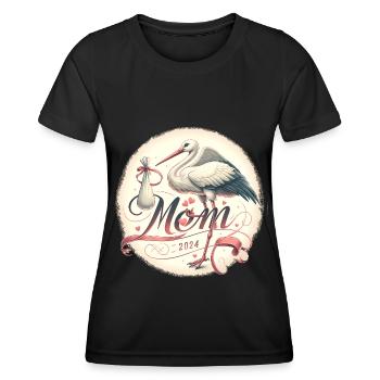 Mom 2024 - Schwangerschaftsankündigung T-Shirt - Frauen Funktions-T-Shirt - Schwarz - Vorne - AI Model Female 172 light (172cm)