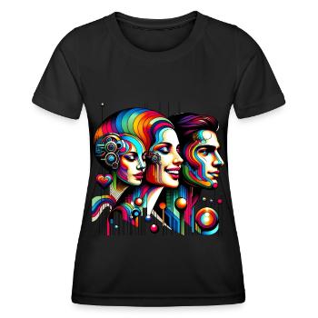 Cyber Vielfalt - Cyber Diversity 1 - Frauen Funktions-T-Shirt - Schwarz - Vorne - AI Model Female 172 light (172cm)