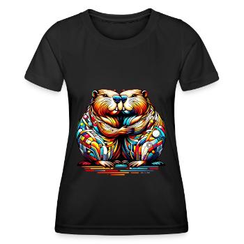 Biberharmonie - Farbspektrum der Natur - Frauen Funktions-T-Shirt - Schwarz - Vorne - AI Model Female 172 light (172cm)