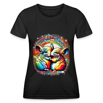 Farbenkuscheln - Chinchillas im Bund - Frauen Funktions-T-Shirt - Schwarz - Vorne - AI Model Female 172 light (172cm)