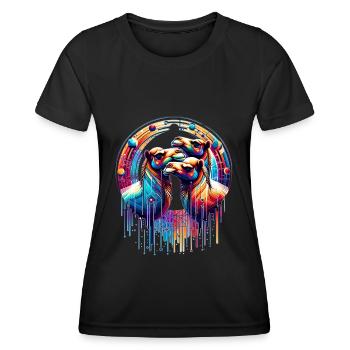 Cosmic Camels - Techno Mirage - Frauen Funktions-T-Shirt - Schwarz - Vorne - AI Model Female 172 light (172cm)