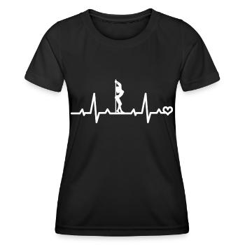 Pole dance heart rate ECG heartline heartbeat - Women's Functional T-Shirt - black - Front - AI Model Female 172 light (172cm)