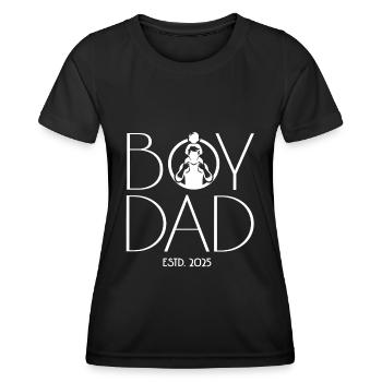 Boy DAD 2025 - DAD - Vater und Sohn - Geschenk - Frauen Funktions-T-Shirt - Schwarz - Vorne - AI Model Female 172 light (172cm)