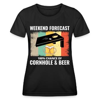 Cornhole Drinking Bean Bag Toss Jeu de pelouse en plein air - T-shirt sport Femme - noir - Devant - AI Model Female 172 light (172cm)