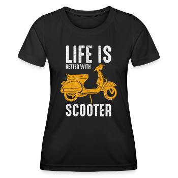 Roller Fahrer Scootering Motorrad Moped Lustig - Frauen Funktions-T-Shirt - Schwarz - Vorne - AI Model Female 172 light (172cm)