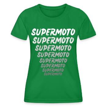 Supermoto / Supermotard / Supermoto Wheelie Biker - Frauen Funktions-T-Shirt - Kelly Green - Vorne - AI Model Female 172 dark (172cm)
