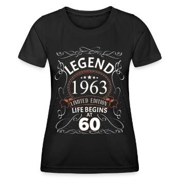 Geburtstag 1963 - Geburtstagsgeschenk Retro Legend - Frauen Funktions-T-Shirt - Schwarz - Vorne - AI Model Female 172 light (172cm)