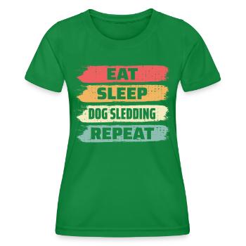Husky Sledding Sled Dog Racing Alaskan Racers - Women's Functional T-Shirt - kelly green - Front - AI Model Female 172 dark (172cm)