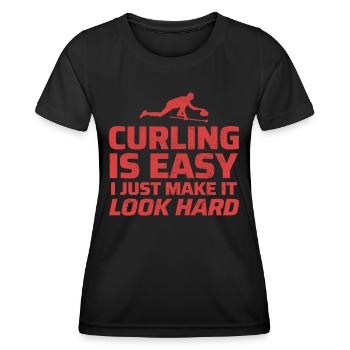 Curling Kehrfächer Winter Eissport Curler Lustig - Frauen Funktions-T-Shirt - Schwarz - Vorne - AI Model Female 172 light (172cm)