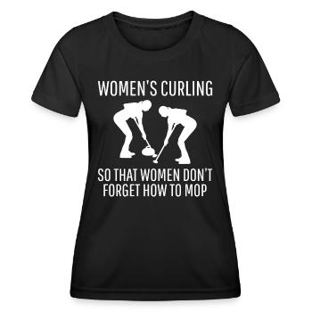 Curling Kehrfächer Winter Eissport Curler Lustig - Frauen Funktions-T-Shirt - Schwarz - Vorne - AI Model Female 172 light (172cm)