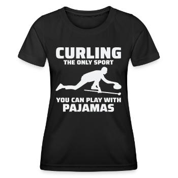 Curling Kehrfächer Winter Eissport Curler Lustig - Frauen Funktions-T-Shirt - Schwarz - Vorne - AI Model Female 172 light (172cm)