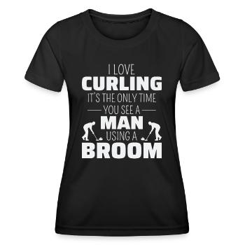 Curling Kehrfächer Winter Eissport Curler Lustig - Frauen Funktions-T-Shirt - Schwarz - Vorne - AI Model Female 172 light (172cm)