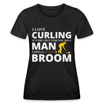 Curling Kehrfächer Winter Eissport Curler Lustig - Frauen Funktions-T-Shirt - Schwarz - Vorne - AI Model Female 172 light (172cm)