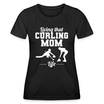 Curling Mama Winter Eissport Curler Muttertag - Frauen Funktions-T-Shirt - Schwarz - Vorne - AI Model Female 172 light (172cm)