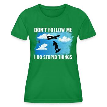 Skysurfing Skydiving Extreme Sport Skydiver Funny - Women's Functional T-Shirt - kelly green - Front - AI Model Female 172 dark (172cm)